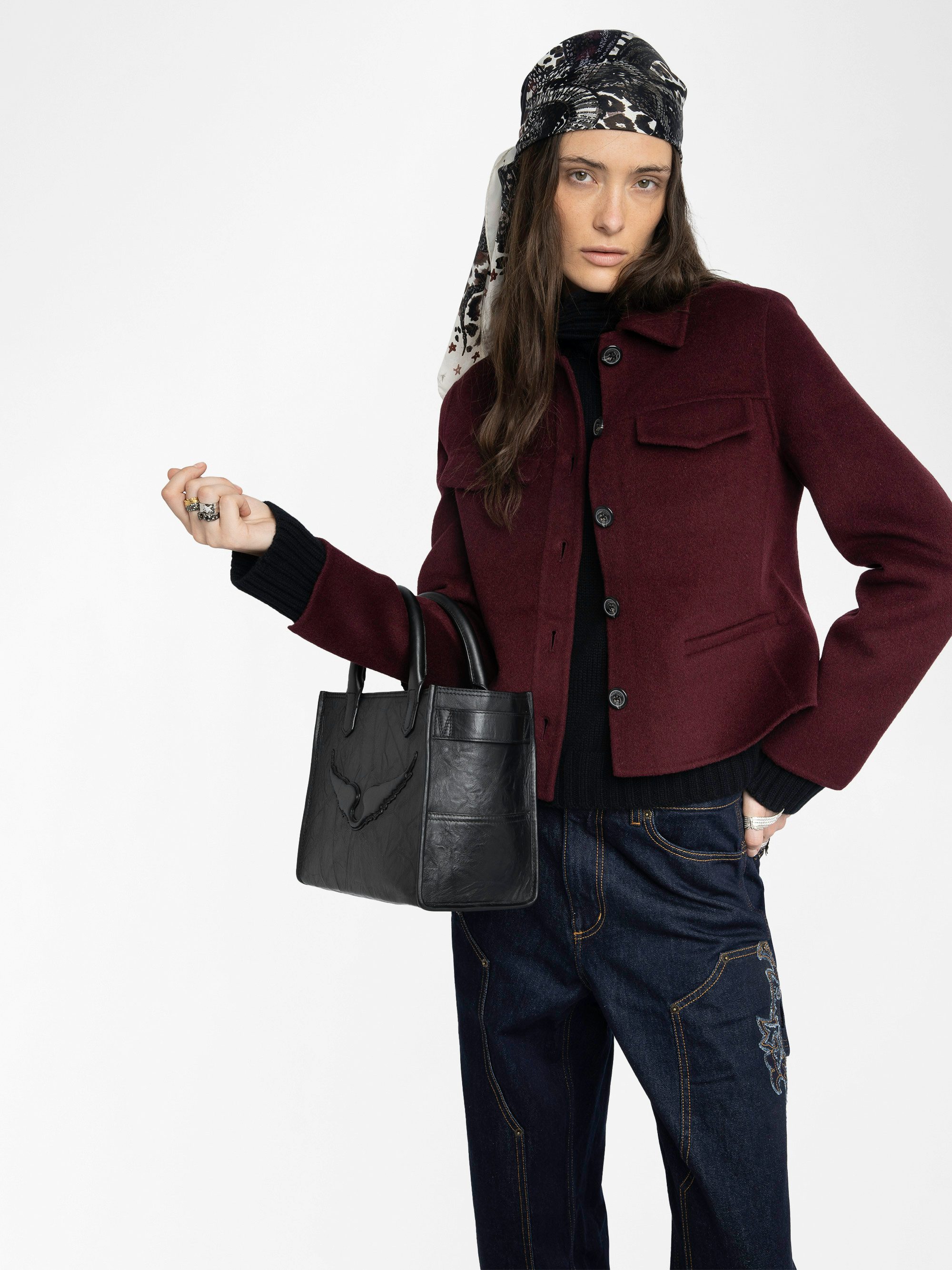 Liam Jacket - Fitted double-faced jacket in wool blend, long sleeves, button closure and embossed wings at the back.